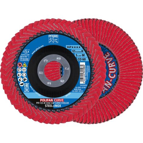 PFERD TOOLS POLIFAN-Flap Discs PFR 125-M CO 60 SGP CURVE STEELOX 2 Stk (1/5)