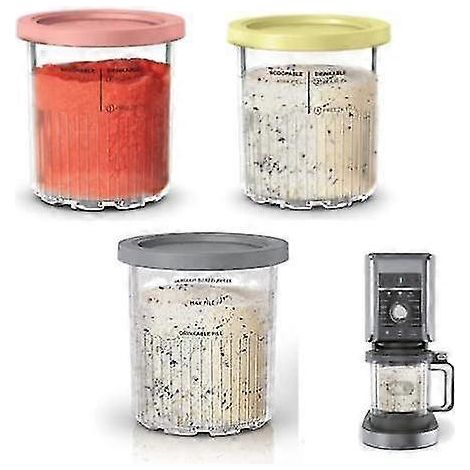Pots et couvercles de rechange pour sorbetières Ninja Creami Pints séries NC500 et NC501 (rose)