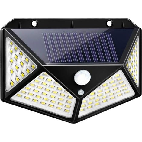 Éclairage LED extérieur - 100 LED - Panneau solaire Polycristallin - 1200 mAh - 6000 K
