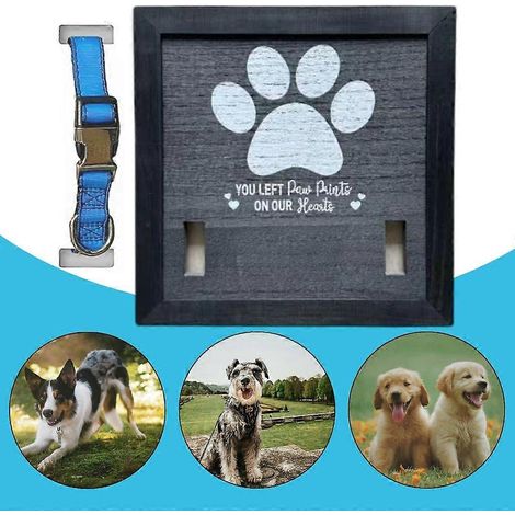 Cadre photo en bois avec empreinte de griffe de chien et porte-collier - Décoration de table pour la maison (1/4)