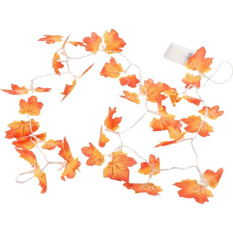 Guirlande Lumineuse Led 20 Ampoules Feuilles D Erable Blanc Chaud Avec Boitier Piles Pour Jardin Patio Decoration Exterieure (1/5)