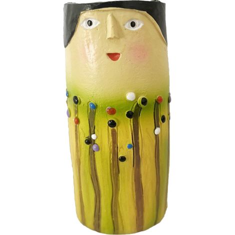 Vase en résine avec tête humaine, vase-H, sculpture artisanale pour fleurs séchées, décor d'intérieur (1/3)