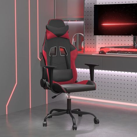 vidaXL Silla gaming cuero sintético negro y rojo vino tinto (1/5)