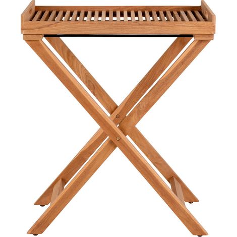 Tavolino Ronda con vassoio in teak naturale 60x40x70 cm