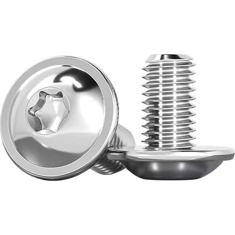 Lot de 20 vis à tête plate avec bride - Vis Torx M4 x 10 mm - Vis à tête bombée ISO 7380-2 - Vis à bride en acier inoxydable A2 V2A - Filetage complet