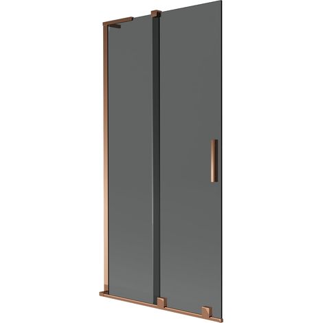 Mexen Velar L Parete Doccia a Due Ante Scorrevoli 90 x 150 cm, Grafite, Oro Rosa - 896-090-003-41-60 (1/5)