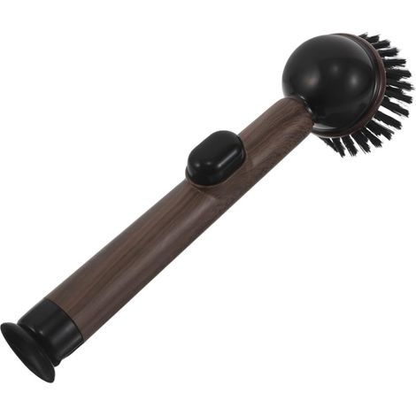 Brosse à Vaisselle avec Ventouse et Long Manche en Bois, Distributeur de Liquide Vaisselle Intégré, Brosse Anti-Rayures pour Casseroles, Poêles et Verrerie, Cuisine et Nettoyage (1/5)