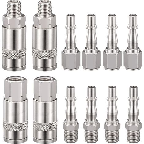 Confezione da 12 raccordi per tubo flessibile dell'aria da 6,35 mm BSP per compressore d'aria e kit di raccordi maschio/femmina (1/5)