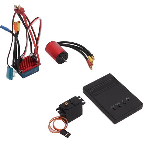 Kit combiné moteur brushless 4800KV, variateur 25A, servo à engrenages métalliques de 2,2 kg et carte de programmation pour voiture RC 1/16 ou 1/18. (1/5)