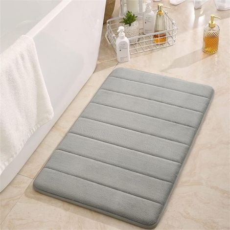 Tapis de Bain en Mémoire Mousse, Tapis de Salle de Bains Antidérapant Doux Lavable en Machine, Tapis de Bain Absorbant pour Salle de Bain Baignoire (40x60CM,Gris) (1/5)