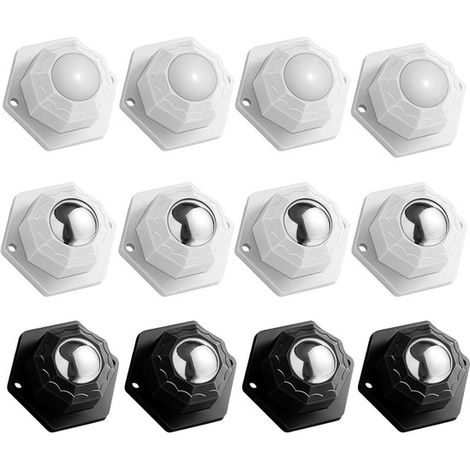 Set di rotelle per mobili - 12 pezzi - bianco e nero - materiale di alta qualità (1/5)