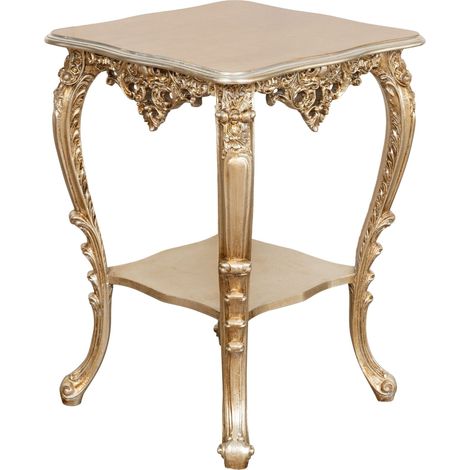 PANCHETTO TABLE IN ANTIQUE SILVER LEAF FINISH MADE IN ITALY (1/5)