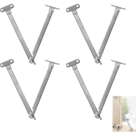 Charnière de Soutien en Acier Inoxydable 4 Pièces,Charnière Pliante Réglable pour Porte d'Armoire,Placard,Fenêtre - 232mm,Argent (1/5)