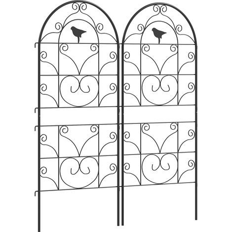 AMXCNOY Ensemble de 2 treillis métalliques antirouille, motif oiseau, pour plantes grimpantes, 50 x 120 cm, espalier pour plantes d'intérieur, treillis pour tomates, fleurs, plantes grimpantes, noir (1/5)