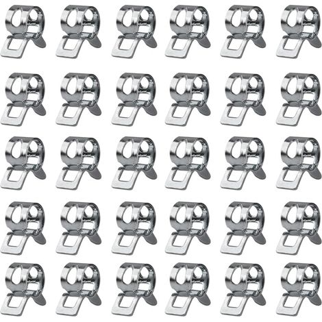 30 Pcs 4mm Spring Hose Clips, Metal Fuel Line Hose Pipe Clips, Silicone Vacuum Hose Clamps for Water Pipe Air Tube Fastener Motorcycle Scooter ATV
