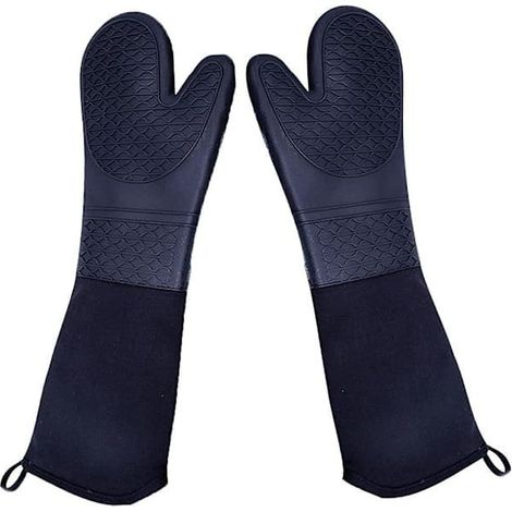 Gants de cuisine extra longs en silicone, gants de cuisine robustes de qualité professionnelle, gants de barbecue résistants à la chaleur, lot de 2 (1/4)
