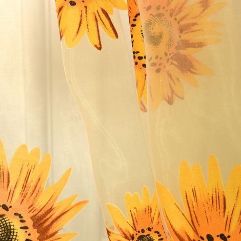 Nouveau rideau voilage imprimé tournesol grand format, disponible en plusieurs couleurs, jaune, 100 x 200 mm. (1/5)
