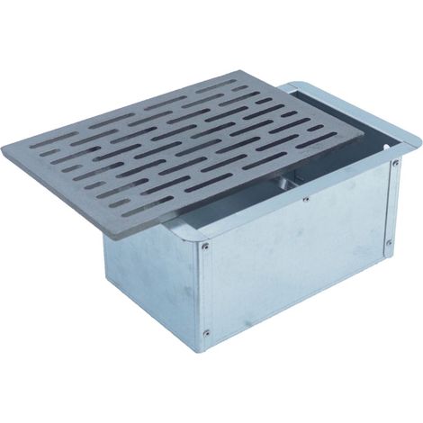 Grille en fonte 20 x 30 cm cod.M et tiroir ramasse-cendres H 14 cm
