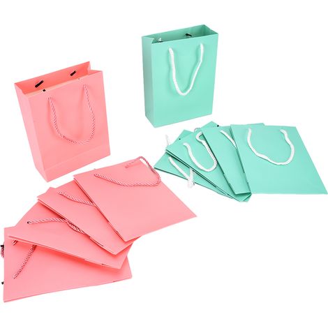 10 Pochettes Cadeau en Papier 5 Rose et 5 Vert Sacs Emballage Anniversaire Fête Lot de 10 (1/5)