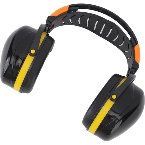 Casque antibruit pliable et léger pour une protection auditive optimale lors du jardinage, du tir et de la tonte de pelouse (noir et jaune). (1/5)