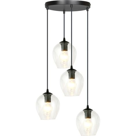 Lampada a Sospensione Istar, Acciaio verniciato a polvere, Vetro, Nero, 40x100x40 cm