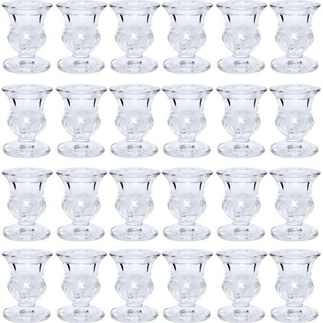 Set mit 24 konischen Glaskerzenhaltern, 6,35 cm hoch. Ideales Geschenk für Hochzeiten, Partys, Reiki und O3-Meditation.