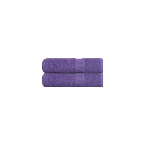 Serviettes de douche FROGN, lot de 2, violettes, 70 x 140 cm, 360 g/m² - Crezuo (1/4)