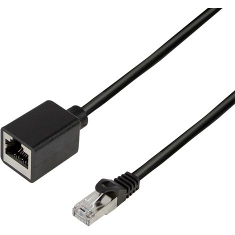 LogiLink CQX033S RJ45 Patchkabel CAT 6a S/FTP 1.00 m Schwarz Flammwidrig, Halogenfrei, Geflechtschir