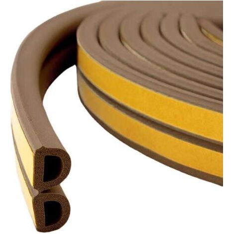 royaluxe-Profilé D Weatherstrip Bande Porte Fenêtre Mastic Forte Adhésion Insonorisation Résistant Aux Intempéries 6 Mètres (Brun)