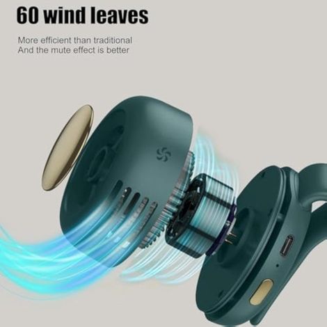 Mini ventilateur portable silencieux sans pales à pince, accessoire de voyage (vert, 1 pièce) (1/3)