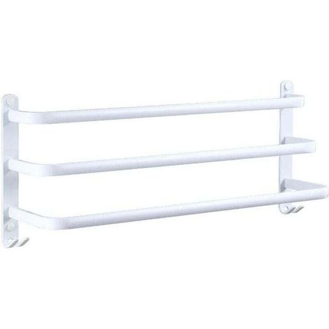 Portasciugamani da parete per bathno con ganci (blanco, 50 cm)-Crezuo