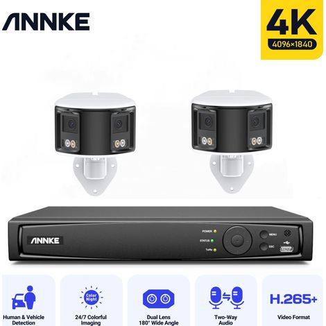 ANNKE 4K PoE kit de vidéosurveillance panoramique 180 ° double objectif caméra H.265 + 2 voies audio CCTV caméra système de sécurité (1/5)
