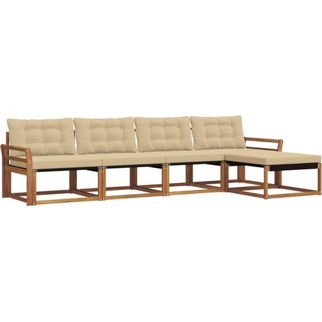 Ensemble de canapés d'extérieur 5 pcs  Salon de jardin Naturel et Beige (1/5)