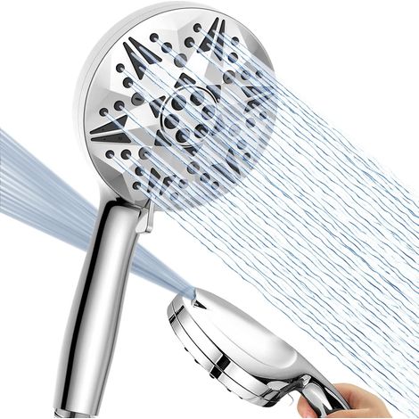 Douchette à Main Haute Pression - Pommeau de Douche à Main avec 10 Modes de Jet - 2 Lavages Puissants pour Baignoire, Carrelage, Mur et Nettoyage des Animaux Domestiques (Chromé) (1/5)