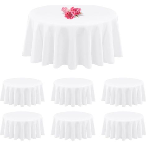 6er Pack Weiße Polyester Runde Tischdecken 90 Zoll - Hochwertige Tischdecken für (1/5)