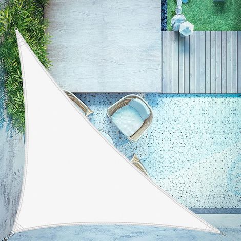 Voile d'ombrage Triangulaire Imperméable 3x3x4.25m Toile Ombrage avec 95% UV Protection pour Patio Extérieur Jardin Terrasse, Blanc