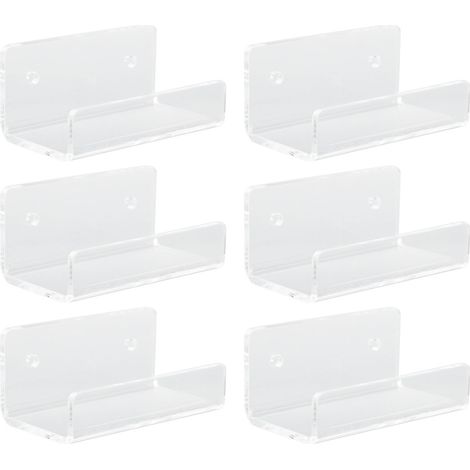 6-teiliges Set transparenter Acryl-Schallplatten-Wandregale, schwebende CD-Aufbewahrungsregale für Badezimmer, Schlafzimmer, Wohnzimmer und Küche (1/5)
