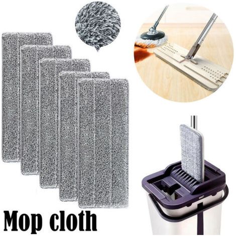 VURAHOME - 5 pièces Serpillères en Microfibre pour Balai Lave-Sol - Housse de Nettoyage de Rechange Vadrouille - La Tête de Ménage de Vadrouille pour Balai Plat - Nettoyage en Microfibre - Lingettes d (1/4)