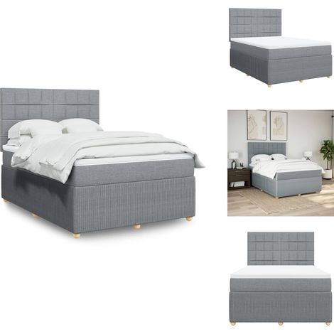 Sommier à lattes de lit avec matelas Gris clair 160x200cm Tissu - Sommier À Lattes De Lit - Sommiers À Lattes De Lit - Lit - Meuble De Chambre À Coucher (1/5)