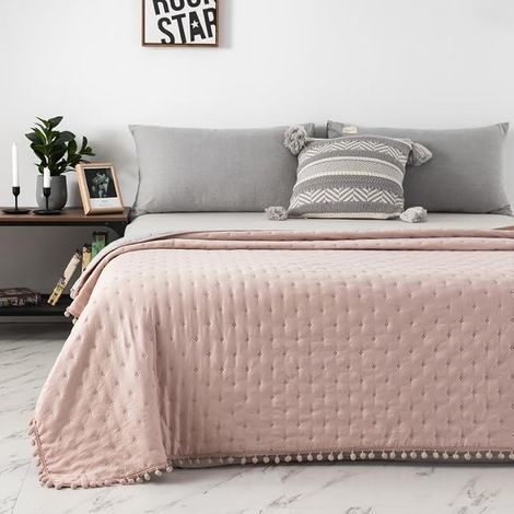 Couette 4 Saisons Réversible 240x260 cm 250G/M² Matelassée Bicolore - Duvet Édredon Couverture Imprimée Chaude Épais - Été Tempérée 2 Personnes Fraîche Climatiseur Pompon (1/5)