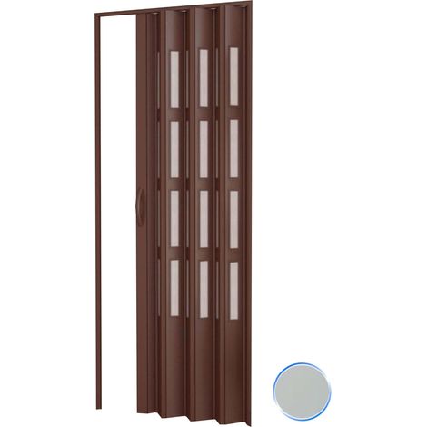 Porta a soffietto da interno in kit con vetri in PVC mod. Sonia Grigia 82x210 cm