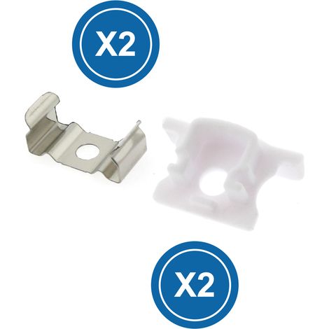 Pack 2 Tapones y 2 grapas para Perfil  Blanco   IluminaShop