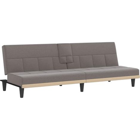 Canapé Sofa-lit avec porte-gobelets taupe tissu (1/5)
