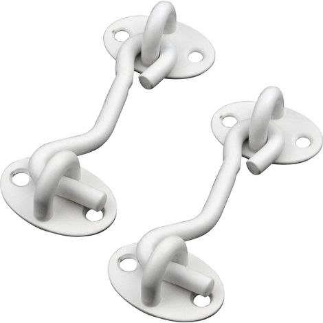 Pestillos de gancho y argolla para puertas, ventanas, vallas y portones, color blanco, paquete de 2 (1/5)
