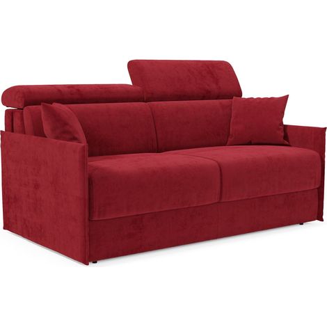 Miryam Sofá cama con reposacabezas reclinables en suave tejido antimanchas T31 149 cm rojo