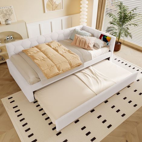 struttura letto 90x200 estraibile USB boucle bianco OKMYHOME (1/5)