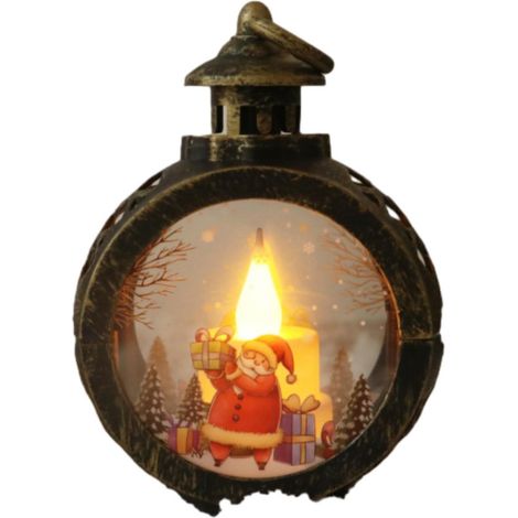 Lanterne de Noël portable décorative - Une petite veilleuse décorative de Noël avec des lumières, un ornement de bureau festif et un cadeau.