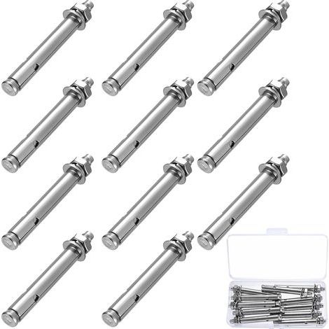 11 Pcs M8 Boulons à Expansion, Goujons d'ancrage Acier inoxydable, Ancrage à Douille Métalliques, Vis d'Expansion avec Goujon, Ancrage de Fixation, Cheville beton pour Cheville a Expansion, M8x80mm (1/5)