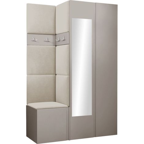 Conjunto para recibidor Pinis XXVI, Manila 02, 186x116x46cm, Espejo, Aglomerado laminado, Tapiz, Colocada, Montada en la pared
