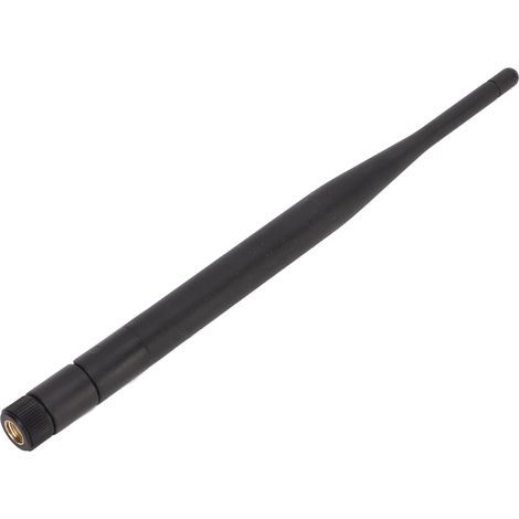 Antenne WiFi omnidirectionnelle pliable avec connecteur SMA doré, modèle JB-2.4G-017, design compact et portable.